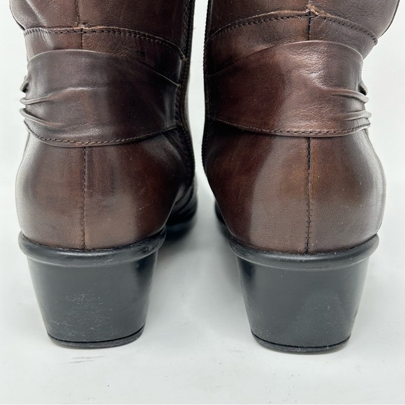 Clarks Bendables Brown Leather Zip Calf Under the Knee High Boots Size 9 - Picture 6 of 12